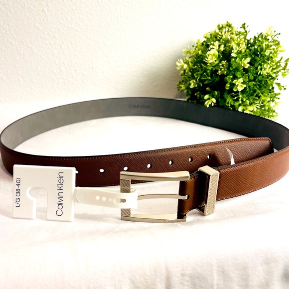 CALVIN KLEIN belt in brown color business casual faux leather - Picture 1 of 8